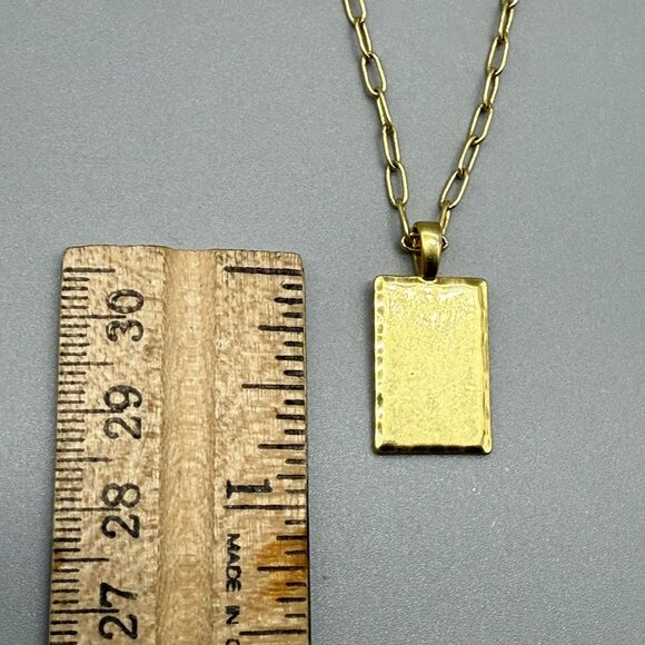 Madewell Rectangular Pendant Chain Necklace Gold Tone Minimalist Elegant - Picture 5 of 5
